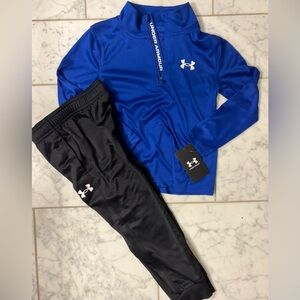 Under Armour 2 Piece Set Toddler 4T Boy 1/4 Zip Tech Pullover Long Sleeve & Pant